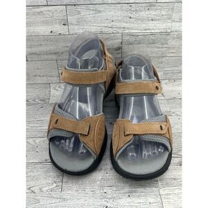 Clarks Wave Walk Women Size 8M Tan Grey Suede Mesh Athletic Sandals 26125807